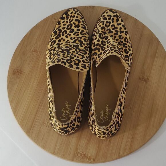 Crown Vintage Animal Print Calf Hair Carla 2 Loafer Closed Toe Women's 8.5 - Picture 7 of 10